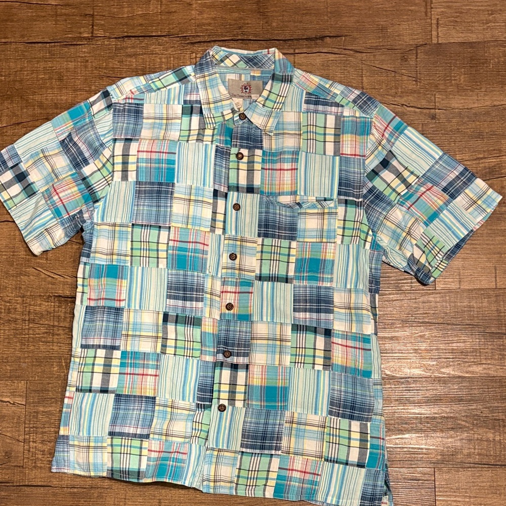 Men's Multicolor Patchwork Large Plaid Shirt 100% cotton